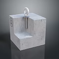 Industrial Lighting Fixture Combination With Concrete Block White Ring Hook And Metal Bolt