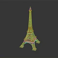 Wooden Eiffel Tower Decorative Furniture Model With Reflective Surface And Dark Background