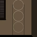 Modern Floor Lamp Three Round Globes On Black Metal Frame By Beige Wall With Blinds