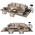 Modern Sectional Sofa And Coffee Table Set With Ottomans Side Tables And Area Rug 3d model
