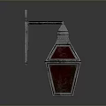 Vintage Wall Lighting Combination With Red Glass Shade And Metal Decorative Frame