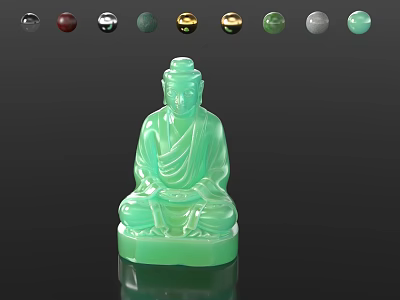 Exquisite Polished Jade Sitting Buddha Statue With Multiple Selectable High Quality Material Display Options 3d model