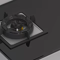 Modern Black Glass Gas Stove With Two Burners And Control Knobs For Kitchen 3d model