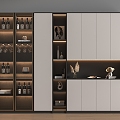 Modern Wine Cabinet High Cabinet Wood 3d model