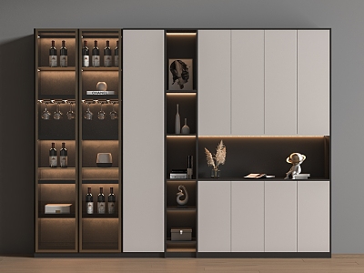 Modern Wine Cabinet High Cabinet Wood 3d model