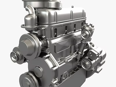 Industrial Equipment Engine 3D Model With Metallic Components And Mechanical Parts 3d model