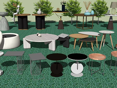 Stylish Side Tables With Various Shapes Metal Wooden Legs And Modern Designs 3d model