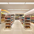 Modern Supermarket Store Interior With Well Arranged Shelves Various Goods Bright Aisles And Ceiling Lighting