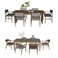 Nordic Dining Table and Chair Combination Dining Table and Chair 3d model