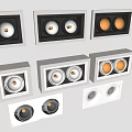 Modern Recessed Grille Lights With White Frames Warm LED Light And Row Arrangement 3d model