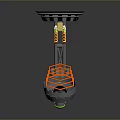 Innovative Robotic Creature With Circular Platform Metallic Spring Arm And Orange Grid Sphere
