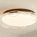 Decorative Modern Ceiling Light With Petal Shaped Transparent Shade And Wooden Frame