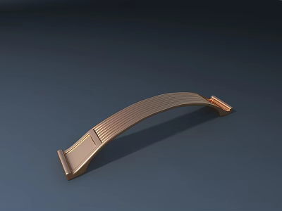 Elegant Golden Curved Furniture Handle With Striped Design And Shiny Surface 3d model
