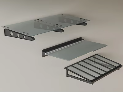 Modern Awning Structure With Glass Panel And Sturdy Metal Support Frame 3d model