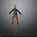 Anime Character With Spiky Yellow Hair Orange Black Outfit And Forehead Protector
