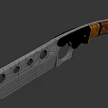 Tactical Knife With Stainless Steel Blade Circular Holes And Wooden Yellow Black Handle