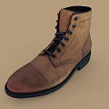 Brown Leather Lace Up Casual Boots With Classic Design And Black Sole