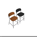 Modern Black Bar Stool With Metal Frame And Backrest For Kitchen 3d model