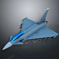 Modern Military Jet Fighter with Blue Canopy Gray Body and Wing Mounted Missiles