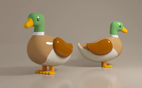 Mallard Duck Cartoon Animal Handmade Ornaments Meichen Activity Props Doll Toy Animation Cartoon Scene Atmosphere Animal Specimen Show Popular Science 3d model