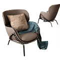 Nordic Single Sofa Leisure Chair Sofa Chair Blanket Pillow Blanket Backrest Sofa Reading Sofa 3d model