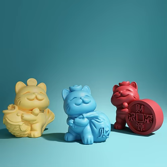 Modern doll cartoon lucky cat ornaments 3d model