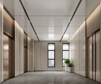 modern elevator hall elevator car 3d model