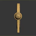 Golden Antique Key With Shiny Metallic Finish On Reflective Black Surface