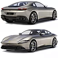 Silver Ferrari Sports Car With Modern Sleek Exterior Front And Rear View Design