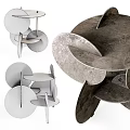 Contemporary Metal Frame Side Table Featuring Round Marble Tops And Open Shelves