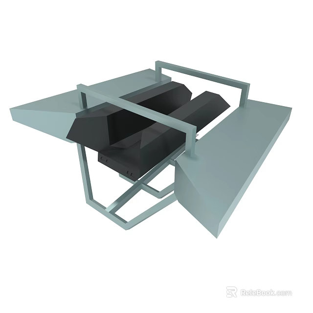 Modern Industrial Mechanical Structure With Metal Frame And Geometric Components Design 3d model 