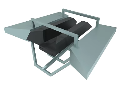 Modern Industrial Mechanical Structure With Metal Frame And Geometric Components Design 3d model