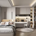 Modern Tatami Bedroom Interior With Built in Cabinets Study Desk And Comfortable Bed