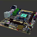 Detailed View of Computer Motherboard With Chipset Heatsink and Expansion Slots
