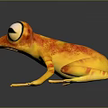 3D Cartoon Frog Character With Orange Yellow Skin And Big Shiny Eyes