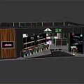 Modern Exhibition Booth Interior Design With Wooden Panels Display Counters Stools And CHRONOS Signage
