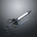 Household Syringe With Metal Ring Handles Black Silver Design And Smooth Surface Reflection 3d model