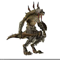 Lizard Like Character With Yellow Scaled Skin Armor Weapon Tail And Ornate Headpiece