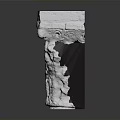 Ornate White Carved Stone Pedestal With Intricate Relief Designs And Square Top