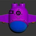 Purple Water Submarine With Blue Transparent Dome And Colorful Modern Design