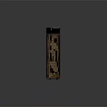 Dark Upright Refrigerator Freezer With Wood Grain Texture On Gray Floor