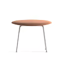Modern Stylish Stool With Brown Upholstered Seat And Silver Metal Legs Design