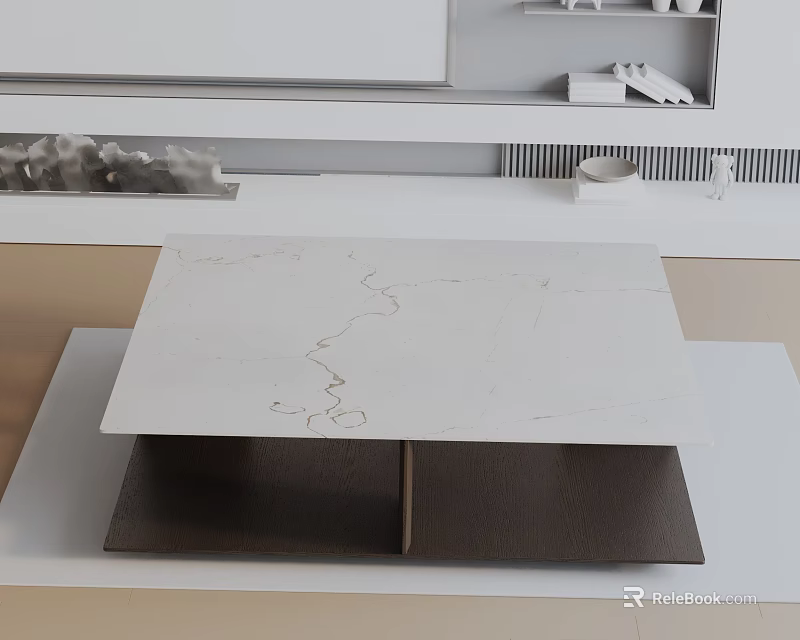 Modern Sofa Coffee Table Set With Marble Top And Metal Frame For Living Room 3d model 