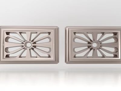 Pierced Window Panels In Silver Metal With Symmetrical Radiant Decorative Pattern Design 3d model