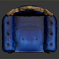 Luxurious Blue Velvet Armchair With Gold Carved Accents And Ornate Design