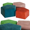 Colorful Hexagonal Soft Upholstered Ottomans for Modern Living Room Decor