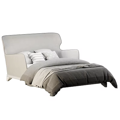 Comfortable Kids Bed With Soft Upholstered Headboard Cozy Mattress And Bedding 3d model