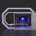 Biometrics Set Activity Exhibition Wall With Octagonal Design Purple Lighting And Display Screen