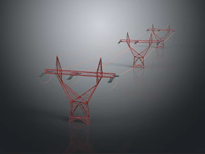 High voltage wire pole wood pole metal pole 3d model