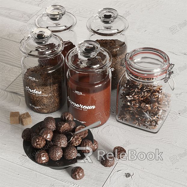 Modern glass bottle chocolate coffee ornaments model